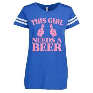 This Needs A Beer Two Thumbs Funny Beer Lover Gift Enza Ladies Jersey Football T-Shirt