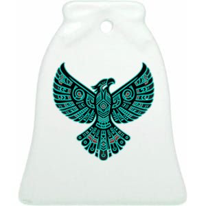 Thunderbird Native American Tribal Ceramic Bell Ornament