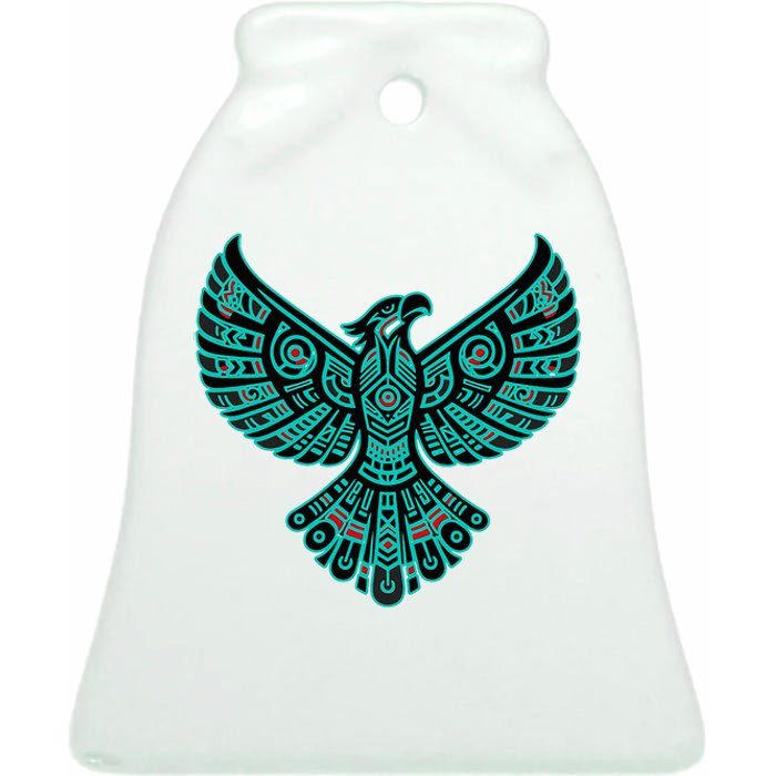 Thunderbird Native American Tribal Ceramic Bell Ornament