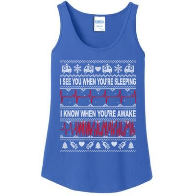 Tachy Nurse And Doctor Ugly Christmas Sweater Medical Ekg Gift Ladies Essential Tank