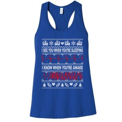 Tachy Nurse And Doctor Ugly Christmas Sweater Medical Ekg Gift Women's Racerback Tank