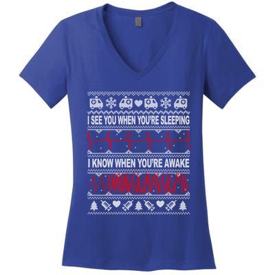 Tachy Nurse And Doctor Ugly Christmas Sweater Medical Ekg Gift Women's V-Neck T-Shirt