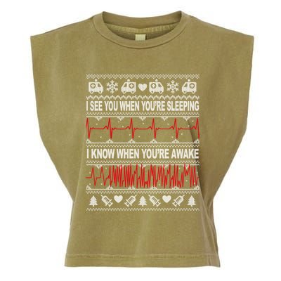 Tachy Nurse And Doctor Ugly Christmas Sweater Medical Ekg Gift Garment-Dyed Women's Muscle Tee