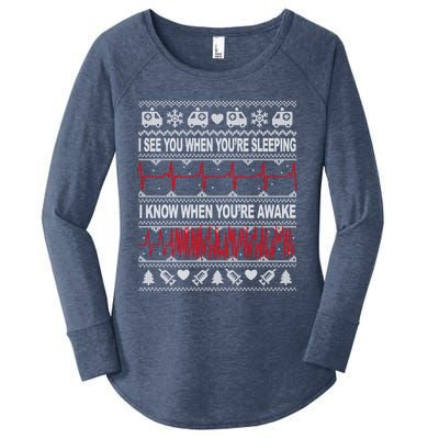 Tachy Nurse And Doctor Ugly Christmas Sweater Medical Ekg Gift Women's Perfect Tri Tunic Long Sleeve Shirt