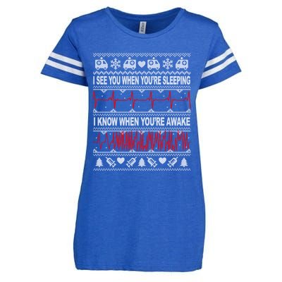 Tachy Nurse And Doctor Ugly Christmas Sweater Medical Ekg Gift Enza Ladies Jersey Football T-Shirt