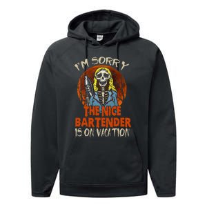 The Nice Bartender Funny Scary Skeleton Bearding Performance Fleece Hoodie