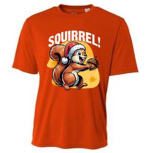 The Nut Before Christmas Santa Hat Funny Squirrel Lover Xmas Gift Cooling Performance Crew T-Shirt