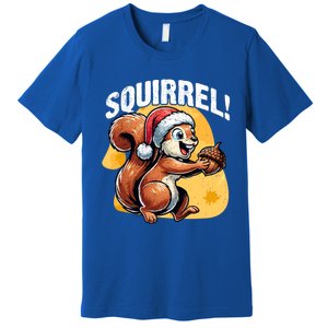 The Nut Before Christmas Santa Hat Funny Squirrel Lover Xmas Gift Premium T-Shirt