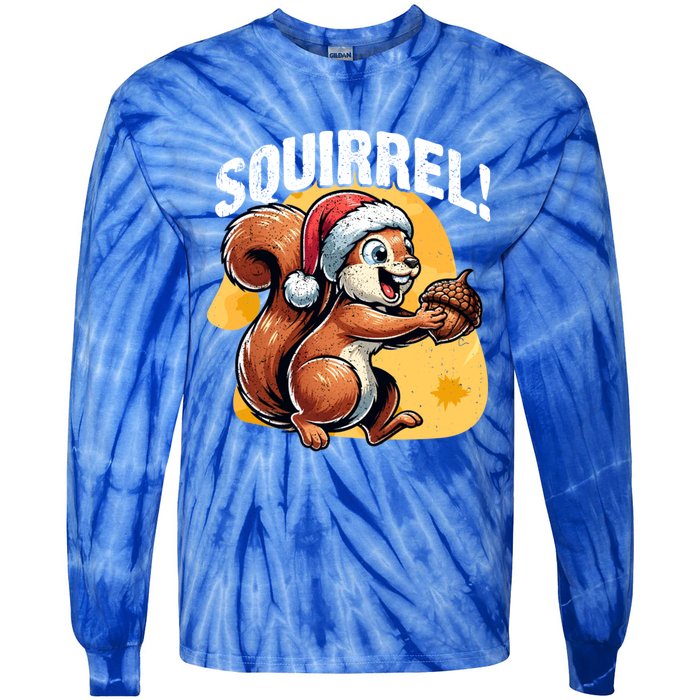 The Nut Before Christmas Santa Hat Funny Squirrel Lover Xmas Gift Tie-Dye Long Sleeve Shirt