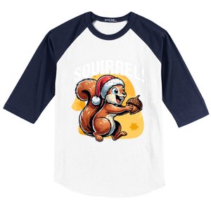 The Nut Before Christmas Santa Hat Funny Squirrel Lover Xmas Gift Baseball Sleeve Shirt