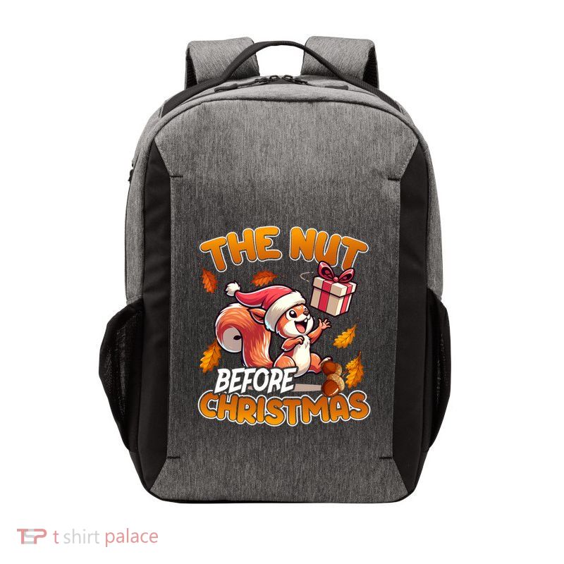 The Nut Before Christmas Santa Hat Funny Squirrel Lover Xmas Gift Vector Backpack