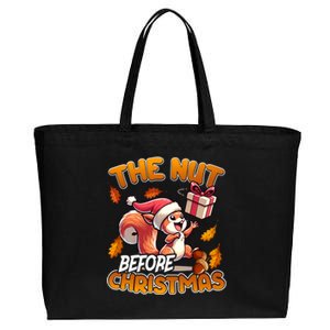 The Nut Before Christmas Santa Hat Funny Squirrel Lover Xmas Gift Cotton Canvas Jumbo Tote