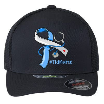 T1D Nurse Blue Ribbon Diabetes Awareness Flexfit Unipanel Trucker Cap