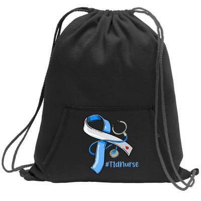 T1D Nurse Blue Ribbon Diabetes Awareness Sweatshirt Cinch Pack Bag