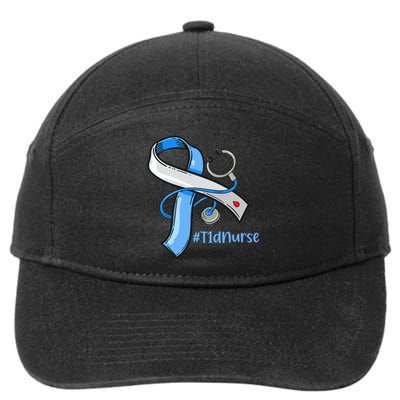 T1D Nurse Blue Ribbon Diabetes Awareness 7-Panel Snapback Hat