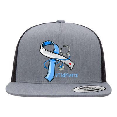 T1D Nurse Blue Ribbon Diabetes Awareness Flat Bill Trucker Hat