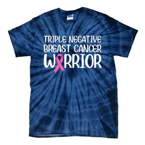 Triple Negative Breast Cancer Awareness Warrior Pink Rainbow Tie-Dye T-Shirt