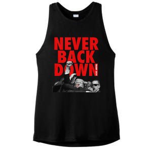 Trump Never Back Down Trump 2024 Ladies PosiCharge Tri-Blend Wicking Tank