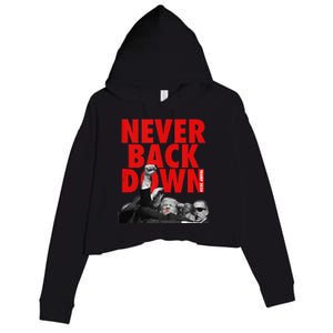 Trump Never Back Down Trump 2024 Crop Fleece Hoodie