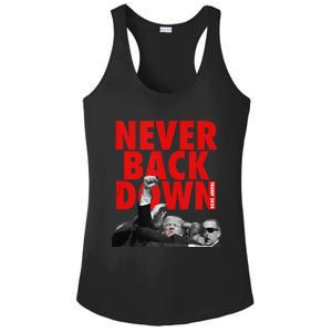 Trump Never Back Down Trump 2024 Ladies PosiCharge Competitor Racerback Tank