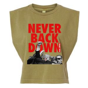 Trump Never Back Down Trump 2024 Garment-Dyed Women's Muscle Tee