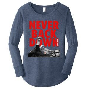 Trump Never Back Down Trump 2024 Women's Perfect Tri Tunic Long Sleeve Shirt