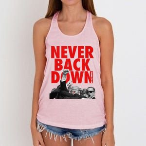 Trump Never Back Down Trump 2024 Women's Knotted Racerback Tank