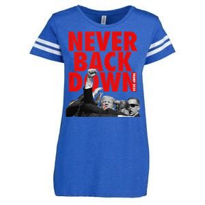 Trump Never Back Down Trump 2024 Enza Ladies Jersey Football T-Shirt