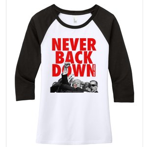 Trump Never Back Down Trump 2024 Women's Tri-Blend 3/4-Sleeve Raglan Shirt