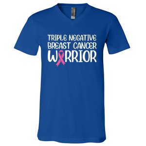 Triple Negative Breast Cancer Awareness Warrior Pink Rainbow Meaningful Gift V-Neck T-Shirt