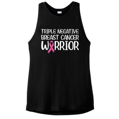 Triple Negative Breast Cancer Awareness Warrior Pink Rainbow Ladies PosiCharge Tri-Blend Wicking Tank