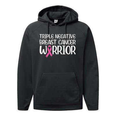 Triple Negative Breast Cancer Awareness Warrior Pink Rainbow Performance Fleece Hoodie