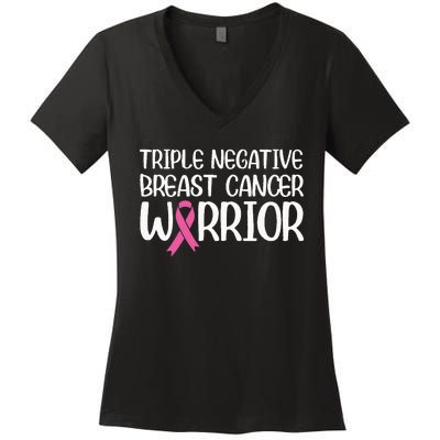 Triple Negative Breast Cancer Awareness Warrior Pink Rainbow Women's V-Neck T-Shirt