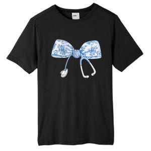 Toile Nurse Bow Blue Coquette Nurse Stethoscope Bow Tall Fusion ChromaSoft Performance T-Shirt