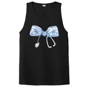 Toile Nurse Bow Blue Coquette Nurse Stethoscope Bow PosiCharge Competitor Tank