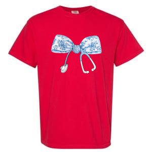 Toile Nurse Bow Blue Coquette Nurse Stethoscope Bow Garment-Dyed Heavyweight T-Shirt