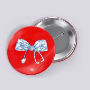 Toile Nurse Bow Blue Coquette Nurse Stethoscope Bow Button