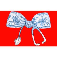 Toile Nurse Bow Blue Coquette Nurse Stethoscope Bow Bumper Sticker