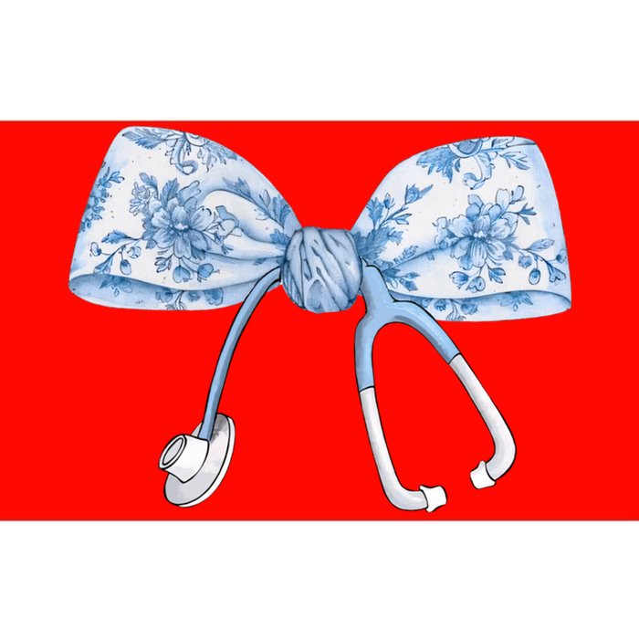 Toile Nurse Bow Blue Coquette Nurse Stethoscope Bow Bumper Sticker