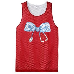 Toile Nurse Bow Blue Coquette Nurse Stethoscope Bow Mesh Reversible Basketball Jersey Tank