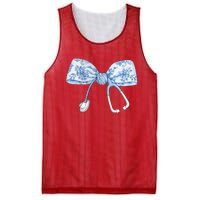 Toile Nurse Bow Blue Coquette Nurse Stethoscope Bow Mesh Reversible Basketball Jersey Tank