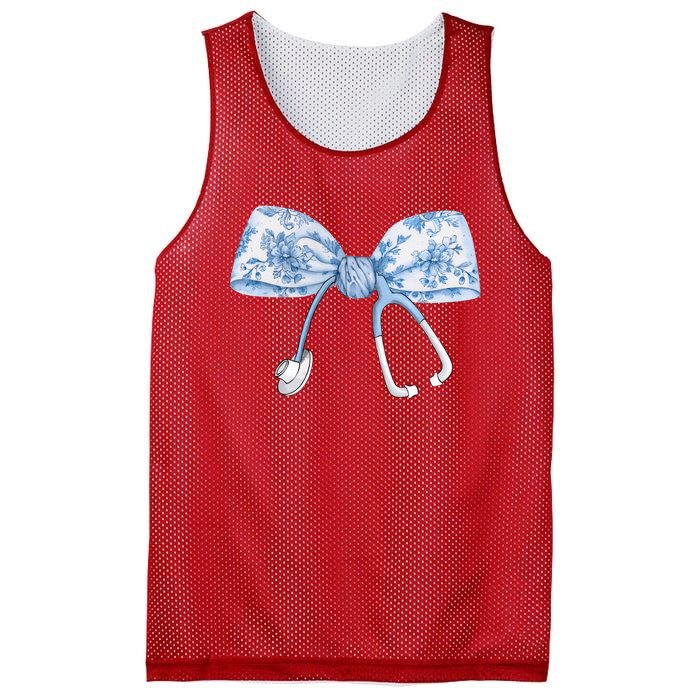 Toile Nurse Bow Blue Coquette Nurse Stethoscope Bow Mesh Reversible Basketball Jersey Tank