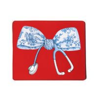 Toile Nurse Bow Blue Coquette Nurse Stethoscope Bow Mousepad