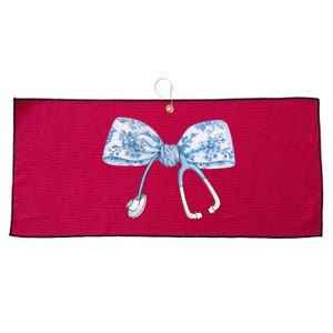 Toile Nurse Bow Blue Coquette Nurse Stethoscope Bow Large Microfiber Waffle Golf Towel