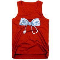 Toile Nurse Bow Blue Coquette Nurse Stethoscope Bow Tank Top