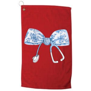 Toile Nurse Bow Blue Coquette Nurse Stethoscope Bow Platinum Collection Golf Towel