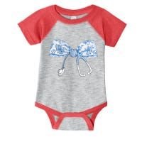 Toile Nurse Bow Blue Coquette Nurse Stethoscope Bow Infant Baby Jersey Bodysuit