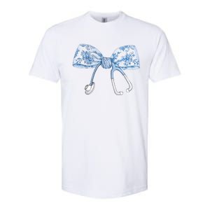 Toile Nurse Bow Blue Coquette Nurse Stethoscope Bow Softstyle CVC T-Shirt