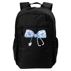 Toile Nurse Bow Blue Coquette Nurse Stethoscope Bow Daily Commute Backpack