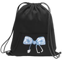 Toile Nurse Bow Blue Coquette Nurse Stethoscope Bow Sweatshirt Cinch Pack Bag